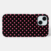 Klassiek roze zwart polka-dot patroon Case-Mate iPhone case (Achterkant (horizontaal))