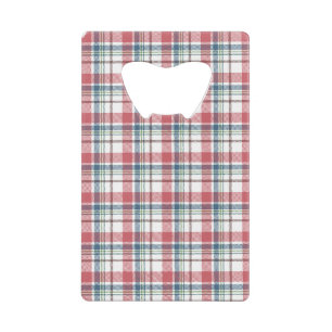 Klassiek ruitpatroon kredietkaart flessenopener