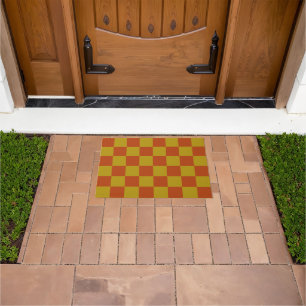 Klassiek Rust en Goud Checkerboard Patroon Deurmat