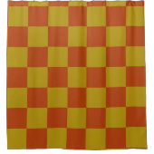 Klassiek Rust en Goud Checkerboard Patroon Douchegordijn (Voorkant)