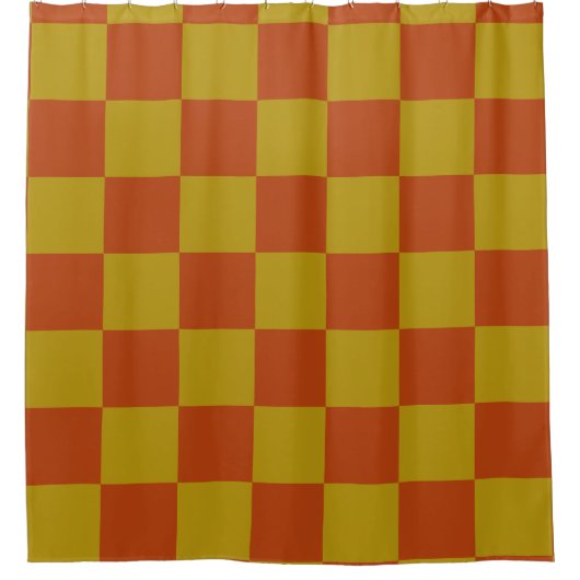 Klassiek Rust en Goud Checkerboard Patroon Douchegordijn (Voorkant)