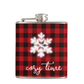 Klassiek rustiek gezellig rood zwart plaid patroon heupfles (Voorkant)
