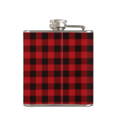 Klassiek rustiek gezellig rood zwart plaid patroon heupfles (Achterkant)
