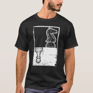 Klassiek schaak schaakboksen Pion en paard schaduw T-shirt
