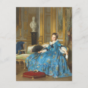 Klassiek schilderen van een meisje met een vacht Briefkaart