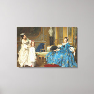 Klassiek schilderen van een meisje met een vacht Canvas Afdruk