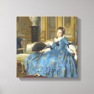 Klassiek schilderen van een meisje met een vacht Canvas Afdruk