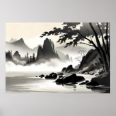 Klassiek schilderij landschap rotsachtige rivier z poster (Voorkant)