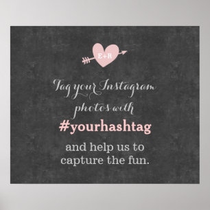 Klassiek schoolbord trouwfoto's hashtag bord poster