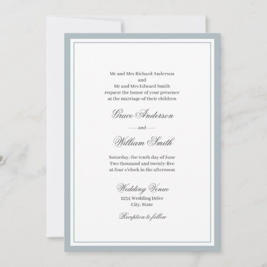 Klassiek script Beide ouders bruiloft uitnodiging (Voorkant)