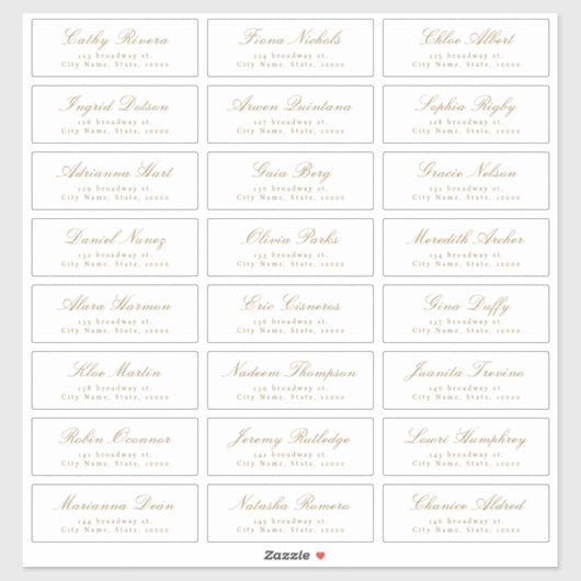 klassiek script bruiloft gast adres label (Vel)