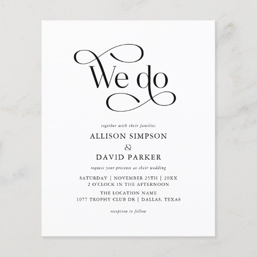 Klassiek script budget dat we uitnodigen voor wedd (Voorkant)