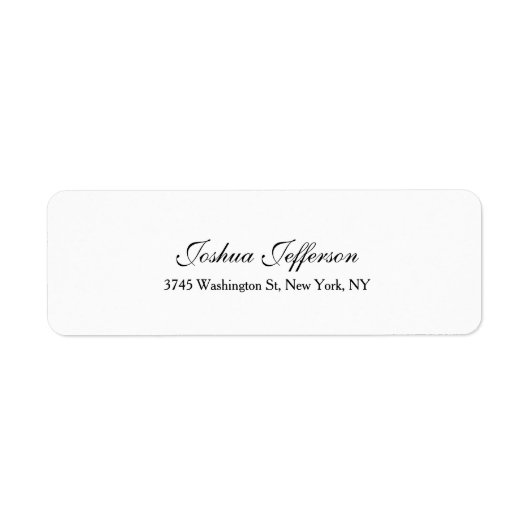 Klassiek Script Creative Plain Black & White Etiket (Voorkant)