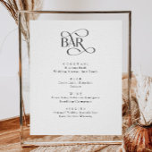 Klassiek script De Bar Bruiloft Dranken Menu Bord Poster
