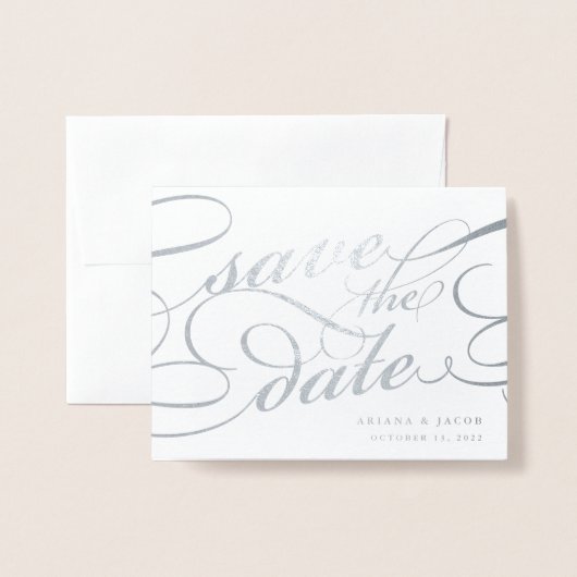 Klassiek script de datum opslaan folie kaarten (Voorkant met envelop)