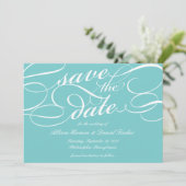 Klassiek script de datum opslaan | Robin's Egg Save The Date (Staand voorkant)