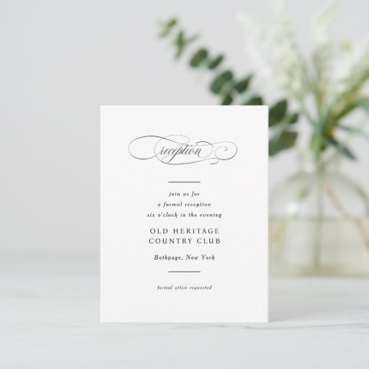 Klassiek Script Elegance Bruiloft Informatiekaartje (Staand voorkant)