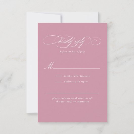 Klassiek Script Elegance Bruiloft RSVP Kaartje (Voorkant)