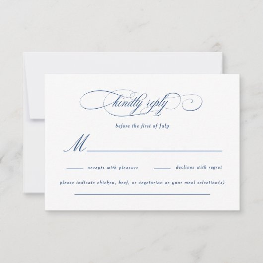 Klassiek Script Elegance Bruiloft RSVP Kaartje (Voorkant)