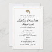 Klassiek script Gold Photo Afstuderen Invitation Kaart (Voorkant)