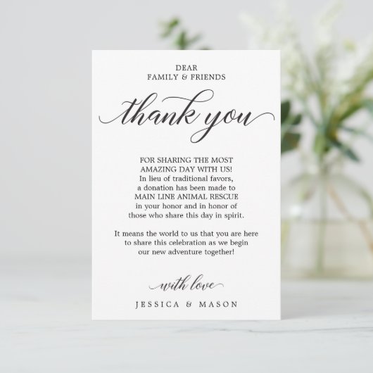 Klassiek script in plaats van Favors Place Card Aankondiging (Staand voorkant)