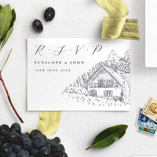 Klassiek script Italiaanse Wijngaard Elegante Trou RSVP Kaartje