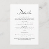 Klassiek script minimalistische witte bruiloft det informatiekaartje (Voorkant)