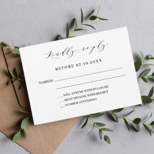 Klassiek script moderne bruiloft reactie RSVP Notitiekaartje
