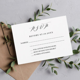 Klassiek script moderne bruiloft reactie RSVP Notitiekaartje