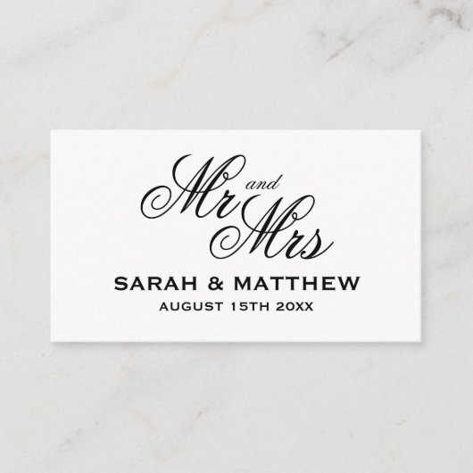 Klassiek script Mr & Mrs bruiloft bijsluiter kaart (Voorkant)