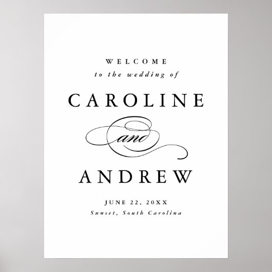 Klassiek script zwart-wit Weddenschap Welkom Poster (Voorkant)