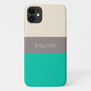 Klassiek Seafoam Groen Kleurenblok met Naam iPhone 11 Hoesje