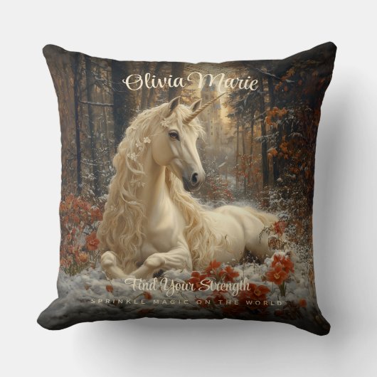 Klassiek Sepia Woud Eenhoorn Kasteel Sprookje Merr Kussen (Voorkant)