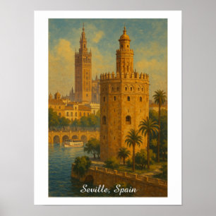 Klassiek Sevilla Spanje Reis Giralda & Torre Oro Poster
