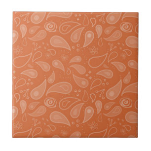 Klassiek Sierlijk Oranje Paisley Patroon Tegeltje