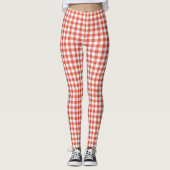 Klassiek Sinaasappel en wit Buffel Check Pattern Leggings (Voorkant)