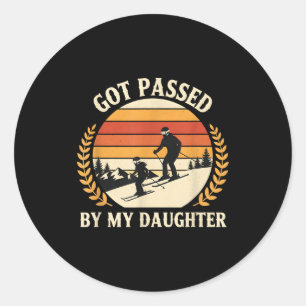 Klassiek Skiënde Familie Gepeddeld Door Mijn Docht Ronde Sticker