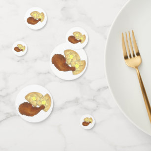 Klassiek Soul Food Fried Kip en Wafels Diner Confetti