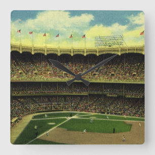 Klassiek sport baseballstadion met menigte vierkante klok
