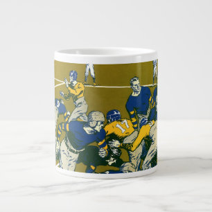 Klassiek sportvoetbalspel, gouden tegen blauwe tea grote koffiekop
