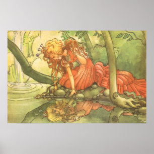 Klassiek sprookje, Kikkerprinses bij de vijver Poster