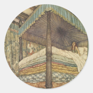 Klassiek sprookje, Prinses en Erwt, Edmund Dulac Ronde Sticker