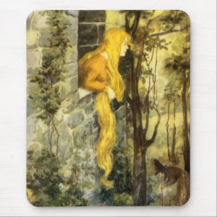 Klassiek sprookje, Rapunzel met lang blond haar Muismat