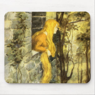 Klassiek sprookje, Rapunzel met lang blond haar Muismat