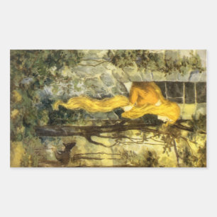 Klassiek sprookje, Rapunzel met lang blond haar Rechthoekige Sticker