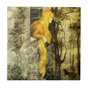 Klassiek sprookje, Rapunzel met lang blond haar Tegeltje