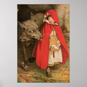 Klassiek sprookje Roodkapje en de Boze Wolf Poster