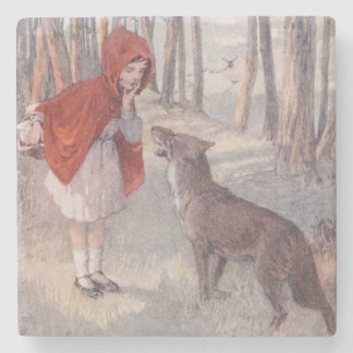 Klassiek sprookjesboek met Roodkapje Stenen Onderzetter
