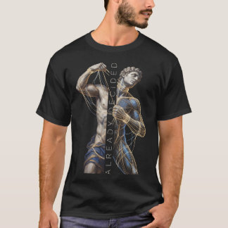 Klassiek standbeeld Cyberpunk draadframe kunst T-shirt