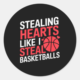 Klassiek stelen van harten stelen basketbal ronde sticker